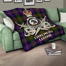 ScotsTee Shop Scottish Chalmers Modern Clan Crest Tartan Quilt The Golden Sword of Courageous Legacy Quilt