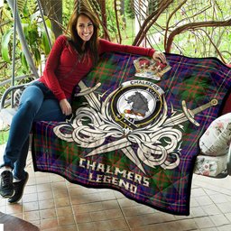 ScotsTee Shop Scottish Chalmers Modern Clan Crest Tartan Quilt The Golden Sword of Courageous Legacy Quilt