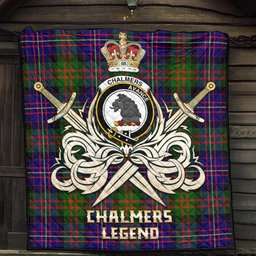 ScotsTee Shop Scottish Chalmers Modern Clan Crest Tartan Quilt The Golden Sword of Courageous Legacy Quilt