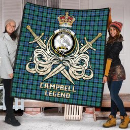 ScotsTee Shop Scottish Campbell of Cawdor Ancient Clan Crest Tartan Quilt The Golden Sword of Courageous Legacy Quilt