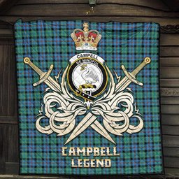 ScotsTee Shop Scottish Campbell of Cawdor Ancient Clan Crest Tartan Quilt The Golden Sword of Courageous Legacy Quilt