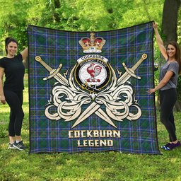 ScotsTee Shop Scottish Cockburn Ancient Clan Crest Tartan Quilt The Golden Sword of Courageous Legacy Quilt