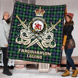 ScotsTee Shop Scottish Farquharson Ancient Clan Crest Tartan Quilt The Golden Sword of Courageous Legacy Quilt