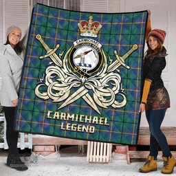 ScotsTee Shop Scottish Carmichael Ancient Clan Crest Tartan Quilt The Golden Sword of Courageous Legacy Quilt