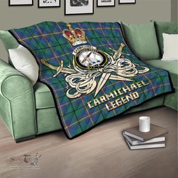 ScotsTee Shop Scottish Carmichael Ancient Clan Crest Tartan Quilt The Golden Sword of Courageous Legacy Quilt