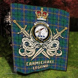 ScotsTee Shop Scottish Carmichael Ancient Clan Crest Tartan Quilt The Golden Sword of Courageous Legacy Quilt