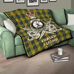 ScotsTee Shop Scottish Fraser Yellow Clan Crest Tartan Quilt The Golden Sword of Courageous Legacy Quilt