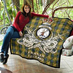 ScotsTee Shop Scottish Fraser Yellow Clan Crest Tartan Quilt The Golden Sword of Courageous Legacy Quilt