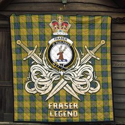 ScotsTee Shop Scottish Fraser Yellow Clan Crest Tartan Quilt The Golden Sword of Courageous Legacy Quilt
