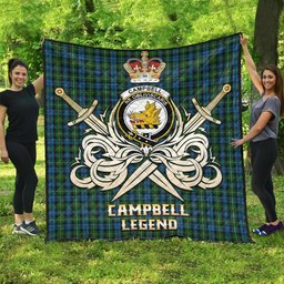 ScotsTee Shop Scottish Campbell of Argyll #02 Clan Crest Tartan Quilt The Golden Sword of Courageous Legacy Quilt