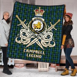 ScotsTee Shop Scottish Campbell of Argyll #02 Clan Crest Tartan Quilt The Golden Sword of Courageous Legacy Quilt