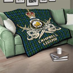 ScotsTee Shop Scottish Campbell of Argyll #02 Clan Crest Tartan Quilt The Golden Sword of Courageous Legacy Quilt