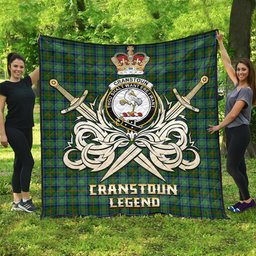 ScotsTee Shop Scottish Cranstoun Clan Crest Tartan Quilt The Golden Sword of Courageous Legacy Quilt