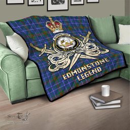 ScotsTee Shop Scottish Edmonstone Clan Crest Tartan Quilt The Golden Sword of Courageous Legacy Quilt
