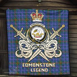 ScotsTee Shop Scottish Edmonstone Clan Crest Tartan Quilt The Golden Sword of Courageous Legacy Quilt