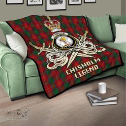 ScotsTee Shop Scottish Chisholm Clan Crest Tartan Quilt The Golden Sword of Courageous Legacy Quilt