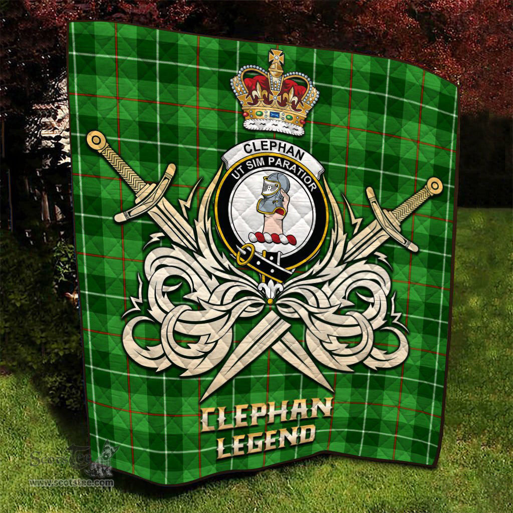 ScotsTee Shop Scottish Clephan Clan Crest Tartan Quilt The Golden Sword of Courageous Legacy Quilt