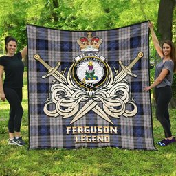 ScotsTee Shop Scottish Ferguson Dress Clan Crest Tartan Quilt The Golden Sword of Courageous Legacy Quilt