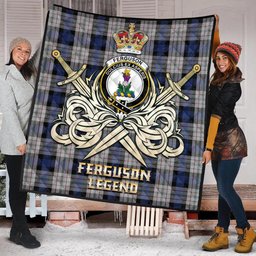 ScotsTee Shop Scottish Ferguson Dress Clan Crest Tartan Quilt The Golden Sword of Courageous Legacy Quilt