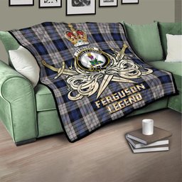 ScotsTee Shop Scottish Ferguson Dress Clan Crest Tartan Quilt The Golden Sword of Courageous Legacy Quilt