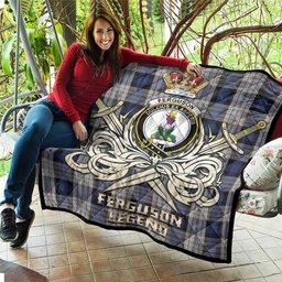 ScotsTee Shop Scottish Ferguson Dress Clan Crest Tartan Quilt The Golden Sword of Courageous Legacy Quilt