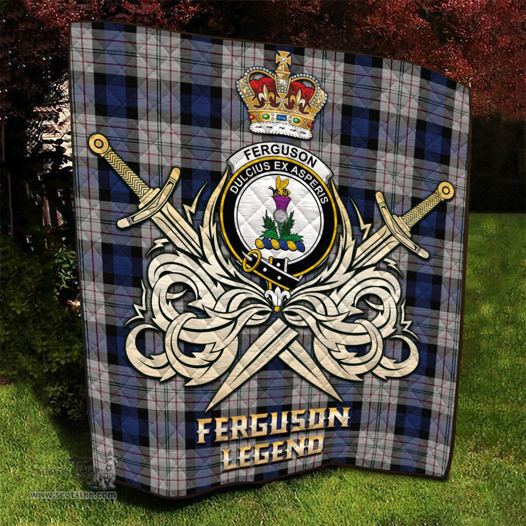 ScotsTee Shop Scottish Ferguson Dress Clan Crest Tartan Quilt The Golden Sword of Courageous Legacy Quilt