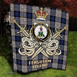 ScotsTee Shop Scottish Ferguson Dress Clan Crest Tartan Quilt The Golden Sword of Courageous Legacy Quilt