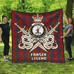 ScotsTee Shop Scottish Fraser Clan Crest Tartan Quilt The Golden Sword of Courageous Legacy Quilt