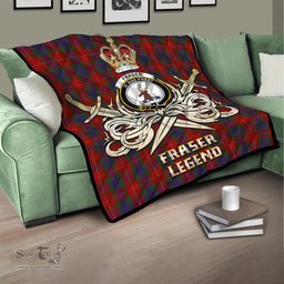 ScotsTee Shop Scottish Fraser Clan Crest Tartan Quilt The Golden Sword of Courageous Legacy Quilt