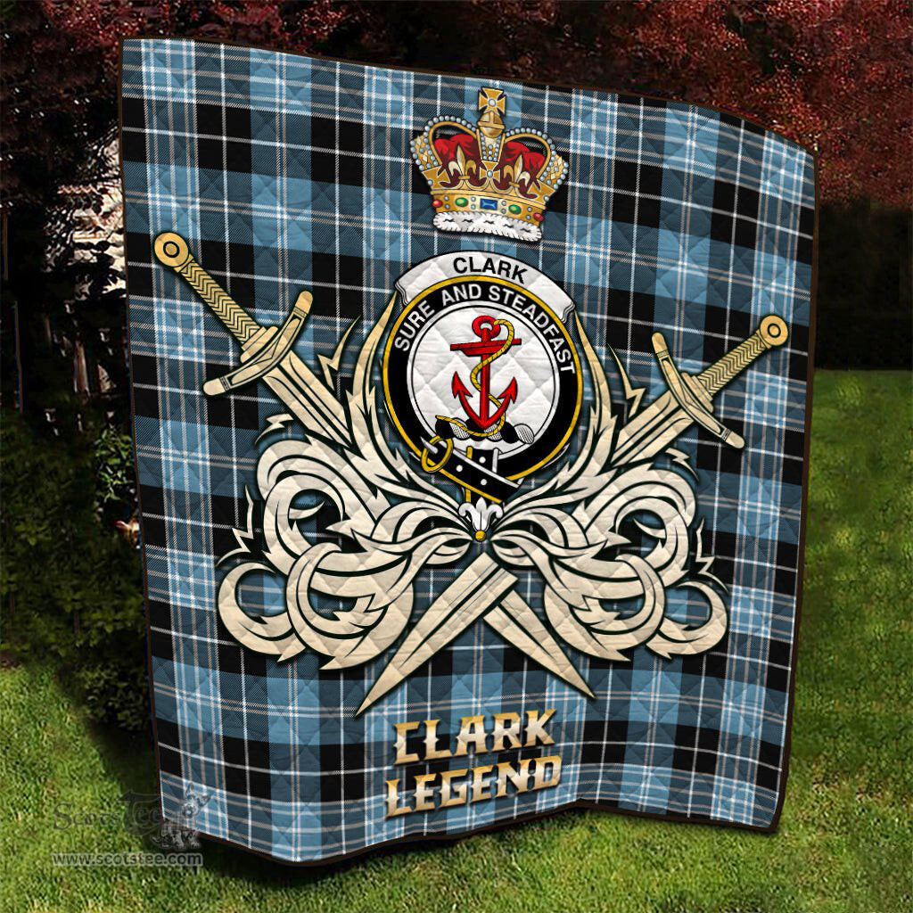 ScotsTee Shop Scottish Clark Ancient Clan Crest Tartan Quilt The Golden Sword of Courageous Legacy Quilt