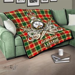 ScotsTee Shop Scottish Gibson Clan Crest Tartan Quilt The Golden Sword of Courageous Legacy Quilt