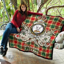 ScotsTee Shop Scottish Gibson Clan Crest Tartan Quilt The Golden Sword of Courageous Legacy Quilt