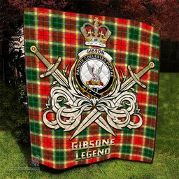 ScotsTee Shop Scottish Gibson Clan Crest Tartan Quilt The Golden Sword of Courageous Legacy Quilt