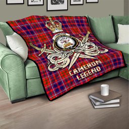 ScotsTee Shop Scottish Cameron of Lochiel Modern Clan Crest Tartan Quilt The Golden Sword of Courageous Legacy Quilt
