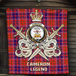 ScotsTee Shop Scottish Cameron of Lochiel Modern Clan Crest Tartan Quilt The Golden Sword of Courageous Legacy Quilt
