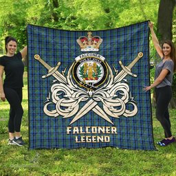 ScotsTee Shop Scottish Falconer Clan Crest Tartan Quilt The Golden Sword of Courageous Legacy Quilt