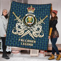 ScotsTee Shop Scottish Falconer Clan Crest Tartan Quilt The Golden Sword of Courageous Legacy Quilt