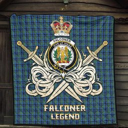 ScotsTee Shop Scottish Falconer Clan Crest Tartan Quilt The Golden Sword of Courageous Legacy Quilt