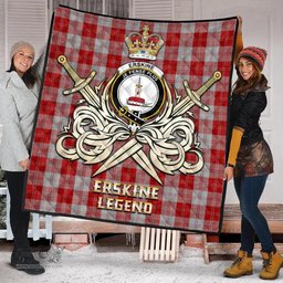ScotsTee Shop Scottish Erskine Red Clan Crest Tartan Quilt The Golden Sword of Courageous Legacy Quilt