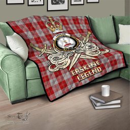 ScotsTee Shop Scottish Erskine Red Clan Crest Tartan Quilt The Golden Sword of Courageous Legacy Quilt