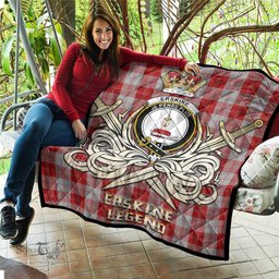ScotsTee Shop Scottish Erskine Red Clan Crest Tartan Quilt The Golden Sword of Courageous Legacy Quilt