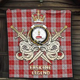 ScotsTee Shop Scottish Erskine Red Clan Crest Tartan Quilt The Golden Sword of Courageous Legacy Quilt