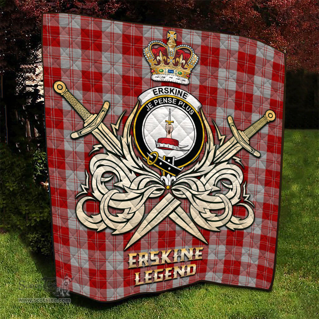 ScotsTee Shop Scottish Erskine Red Clan Crest Tartan Quilt The Golden Sword of Courageous Legacy Quilt