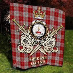 ScotsTee Shop Scottish Erskine Red Clan Crest Tartan Quilt The Golden Sword of Courageous Legacy Quilt