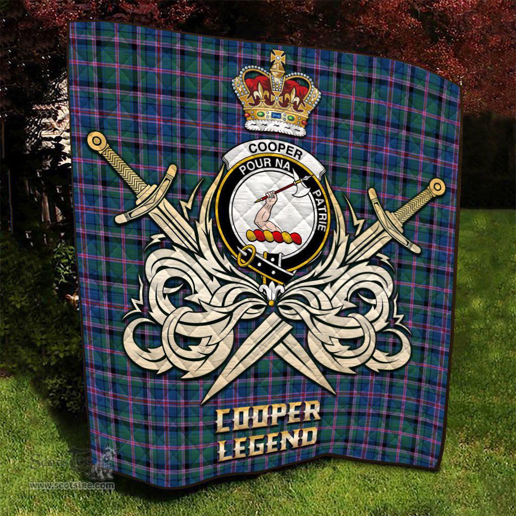 ScotsTee Shop Scottish Cooper Clan Crest Tartan Quilt The Golden Sword of Courageous Legacy Quilt