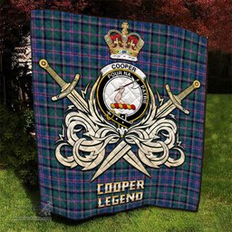 ScotsTee Shop Scottish Cooper Clan Crest Tartan Quilt The Golden Sword of Courageous Legacy Quilt