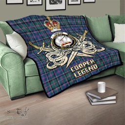 ScotsTee Shop Scottish Cooper Clan Crest Tartan Quilt The Golden Sword of Courageous Legacy Quilt