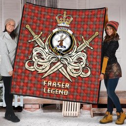 ScotsTee Shop Scottish Fraser Weathered Clan Crest Tartan Quilt The Golden Sword of Courageous Legacy Quilt