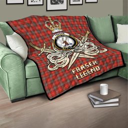 ScotsTee Shop Scottish Fraser Weathered Clan Crest Tartan Quilt The Golden Sword of Courageous Legacy Quilt