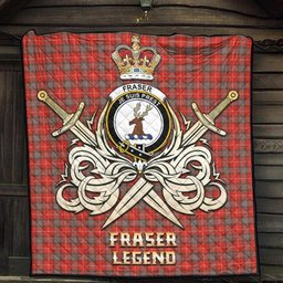 ScotsTee Shop Scottish Fraser Weathered Clan Crest Tartan Quilt The Golden Sword of Courageous Legacy Quilt
